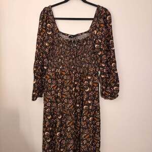 Able Midi Dress Size M Floral Long Sleeve Smocked Tiered Boho